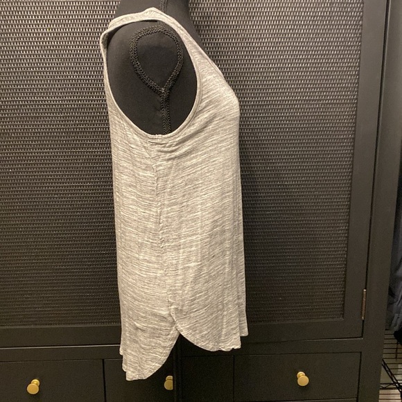 LOFT Tank Top | Flowy Space Dye Soft Knit | Gray Sleeveless Tunic Length Size M - Picture 3 of 7